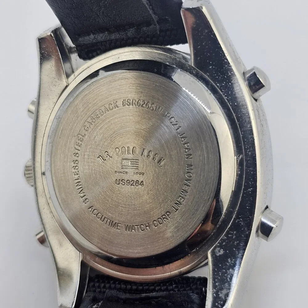 US POLO ASSN Analog Digital Men's Watch 45MM New Black Canvas Bands New Battery‎